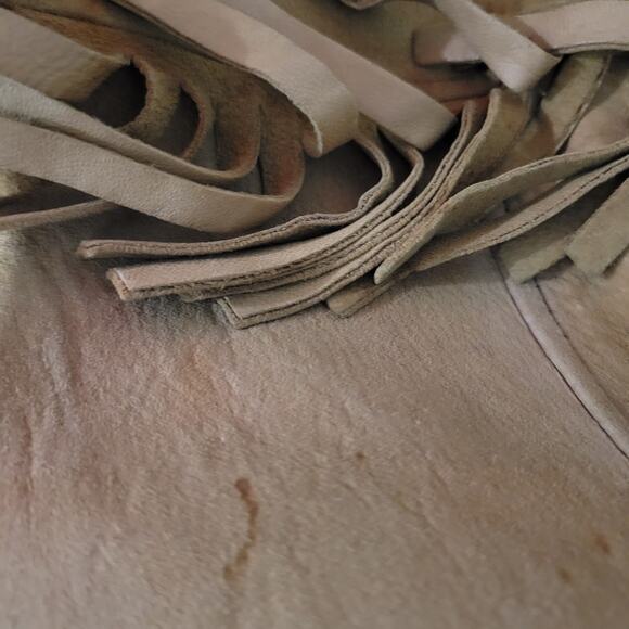 Vintage Fringe Leather Jacket Tan Blazer Deerskin Buckskin 70s Easy Rider Small - Picture 9 of 16